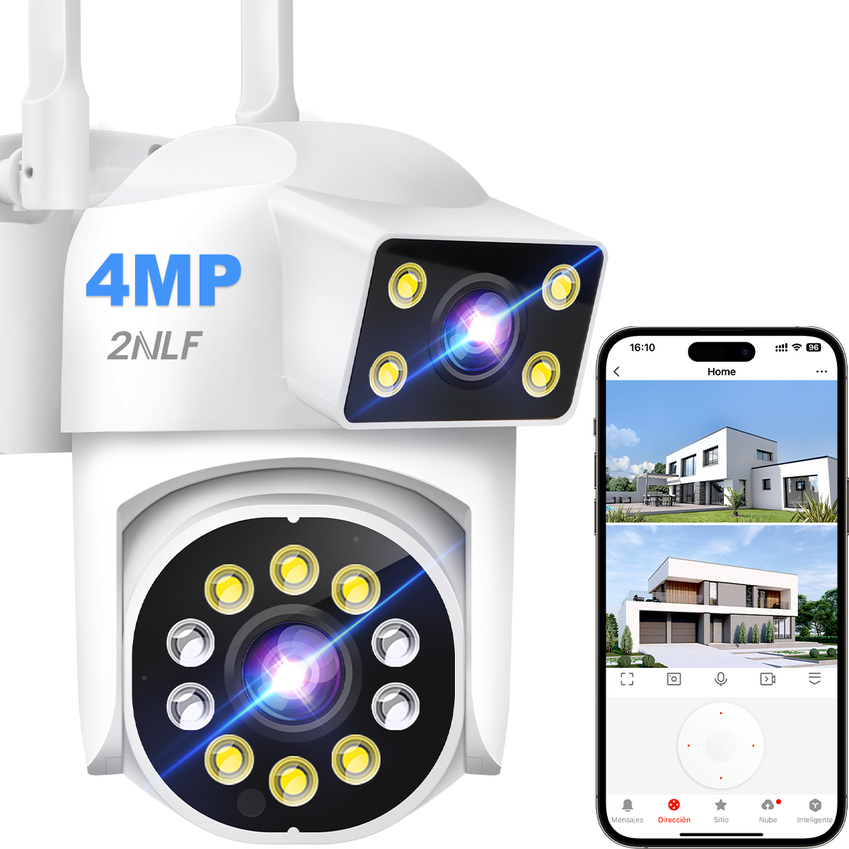 2nlf® 8mp Cámara Vigilancia Exterior Wifi Camaras Seguridad 2 Lente 2 Pantalla