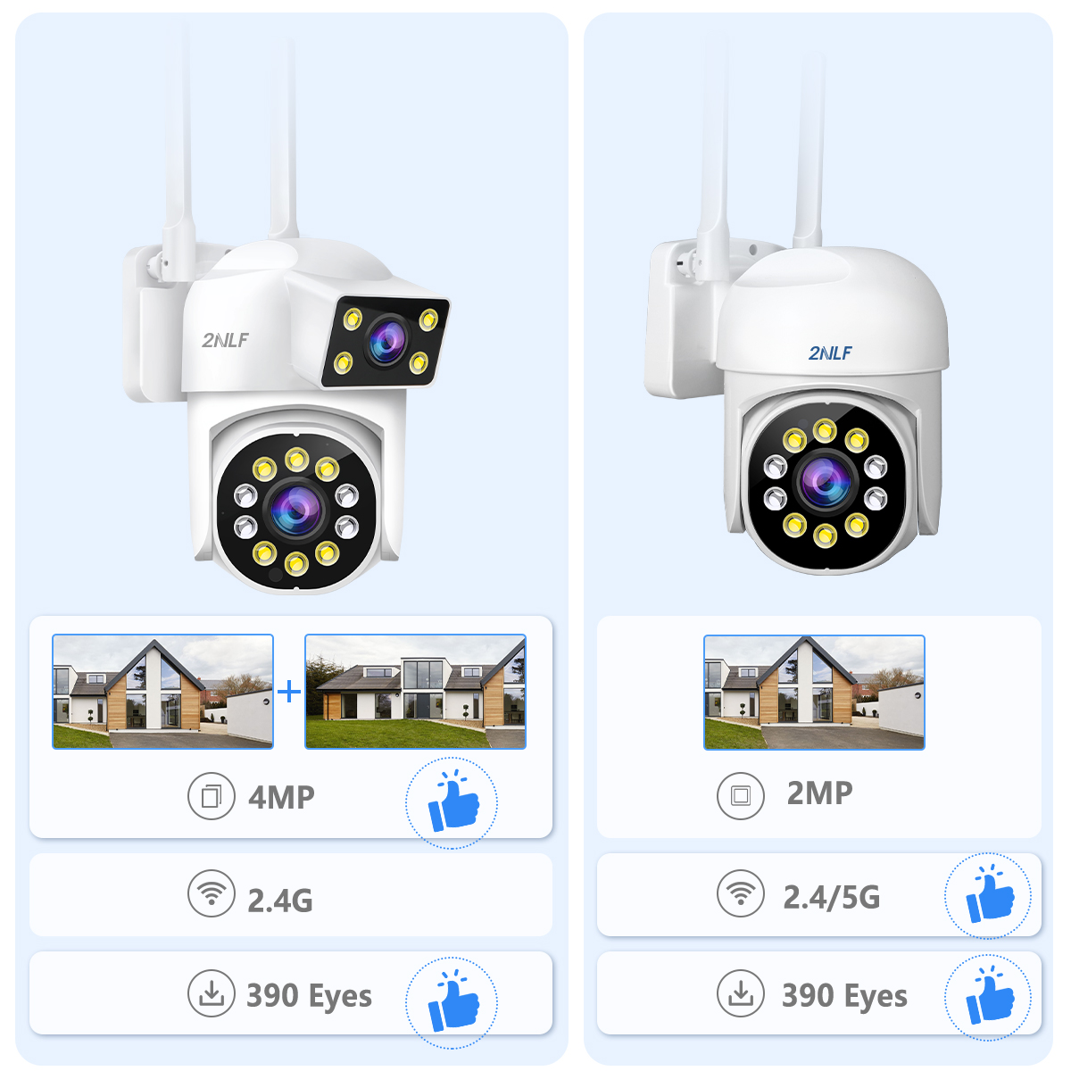 Foto 3 pulgar | 2nlf® 8mp Cámara Vigilancia Exterior Wifi Camaras Seguridad 2 Lente 2 Pantalla
