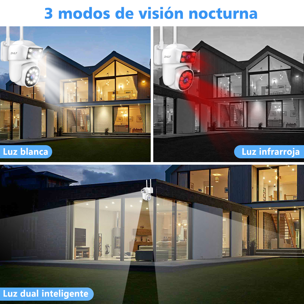 Foto 7 pulgar | 2nlf® 8mp Cámara Vigilancia Exterior Wifi Camaras Seguridad 2 Lente 2 Pantalla