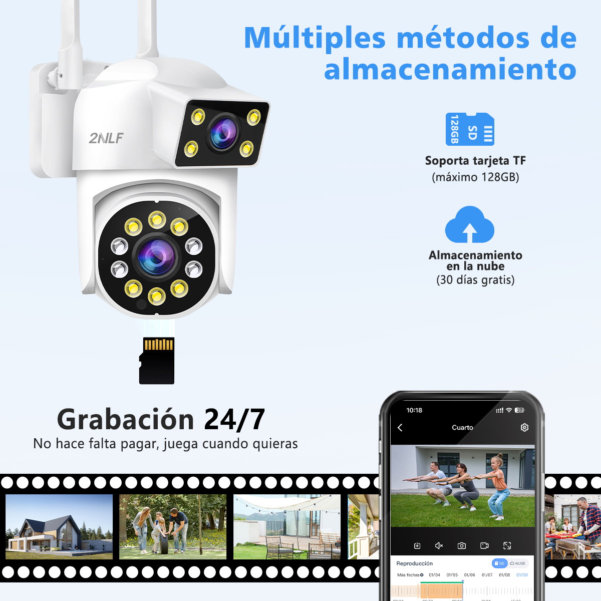 Foto 8 pulgar | 2nlf® 8mp Cámara Vigilancia Exterior Wifi Camaras Seguridad 2 Lente 2 Pantalla