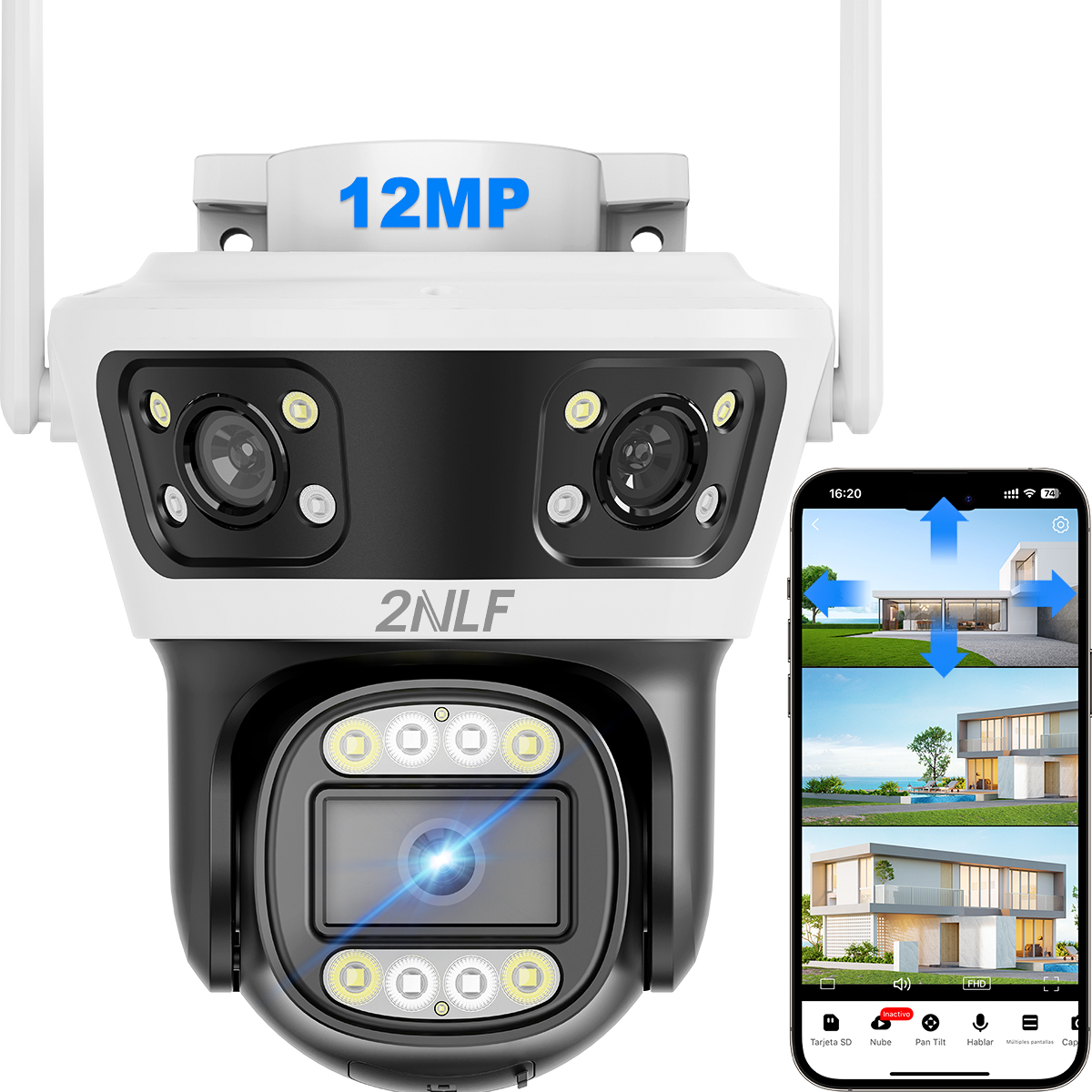 Foto 1 | Ojo® 12mp Cámara Vigilancia Tres Lentes Tres Pantalla
