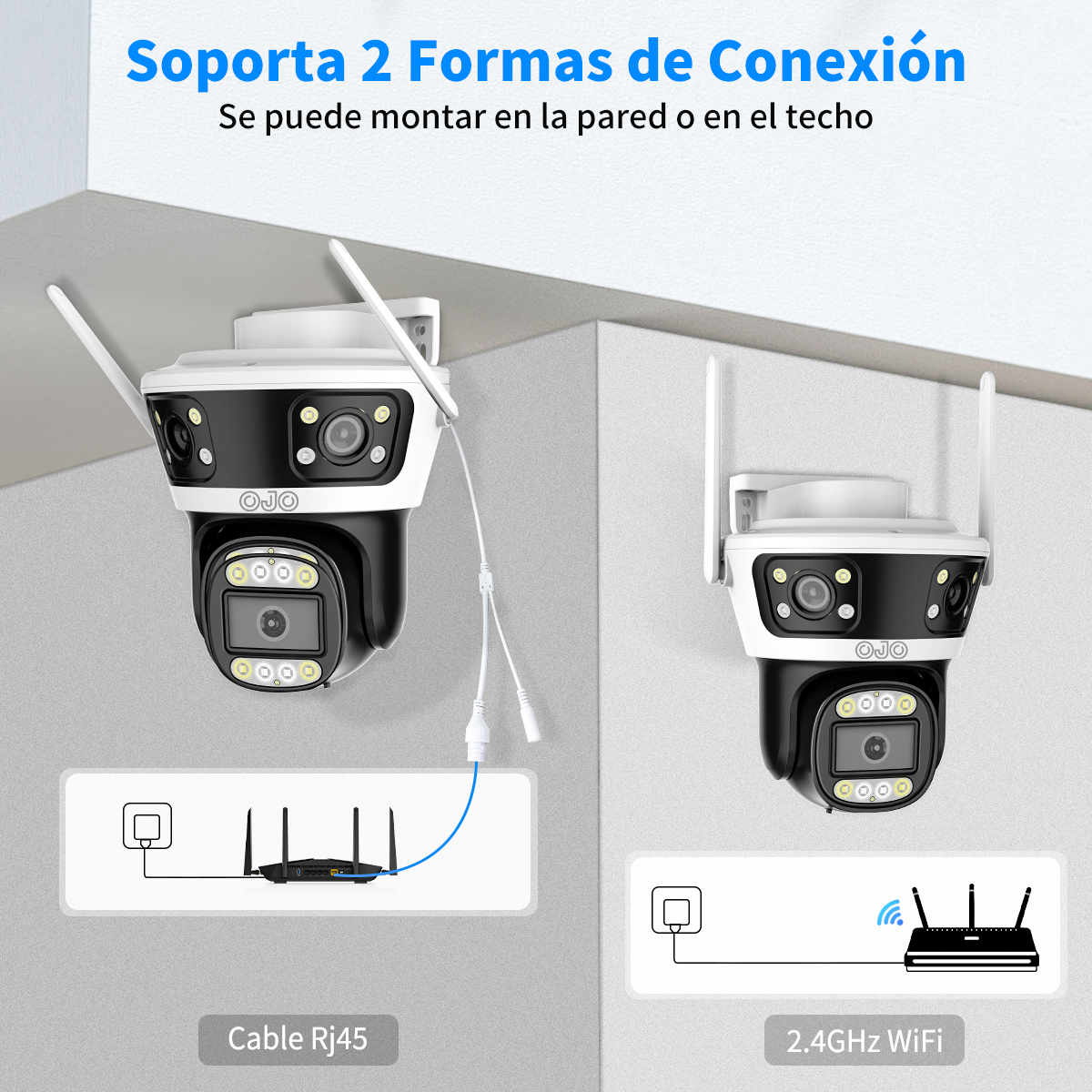 Foto 8 | Ojo® 12mp Cámara Vigilancia Tres Lentes Tres Pantalla
