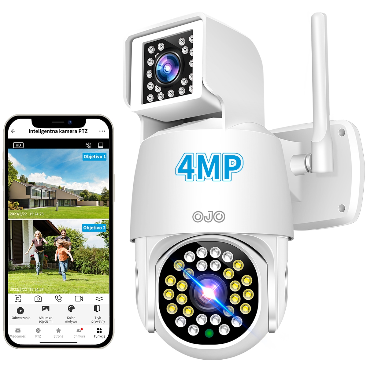 Ojo® 2K Cámara Vigilancia Exterior Tres Lentes Zoom $499