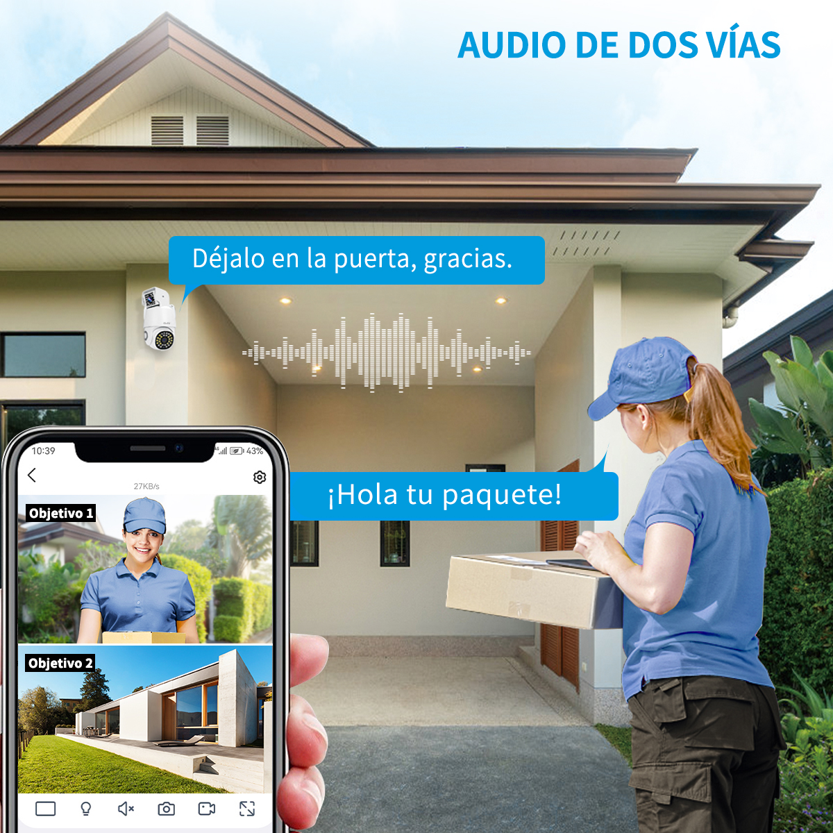 Foto 4 pulgar | Ojo® 2K Cámara Vigilancia Exterior Tres Lentes Zoom