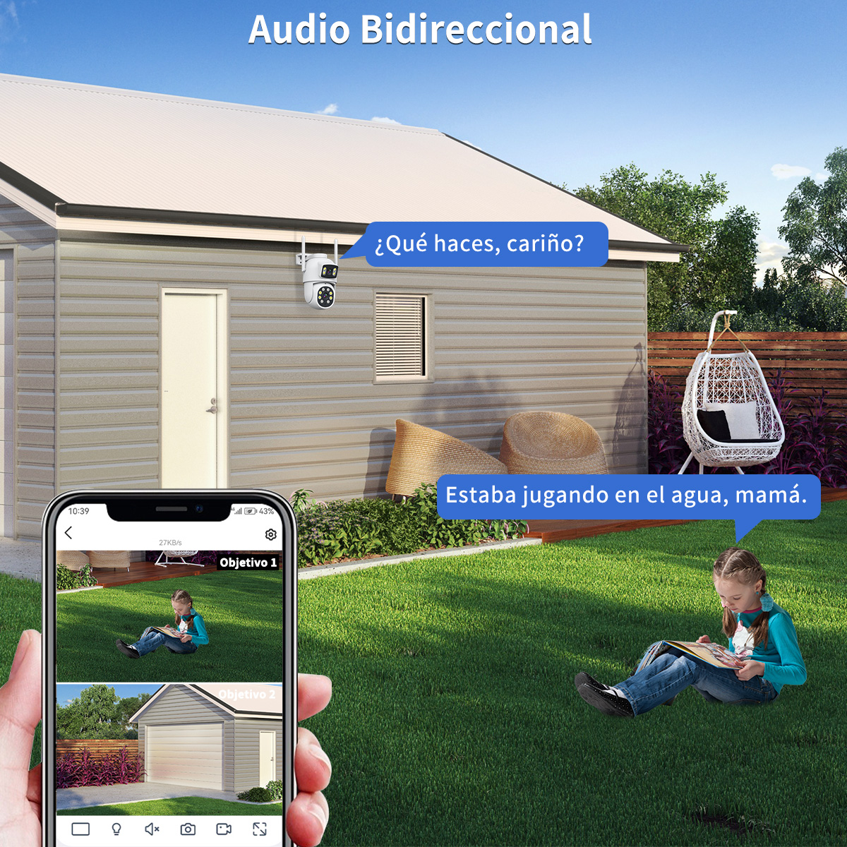 Foto 4 | Ojo® 8mp 4k Cámara Vigilancia Exterior Doble Pantalla