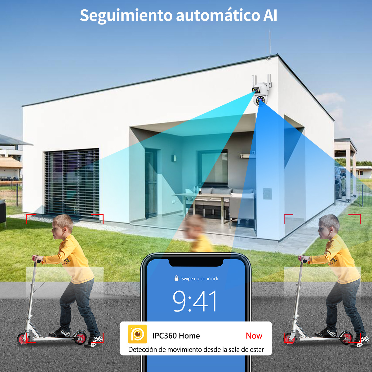 Foto 6 | Ojo® 8mp 4k Cámara Vigilancia Exterior Doble Pantalla