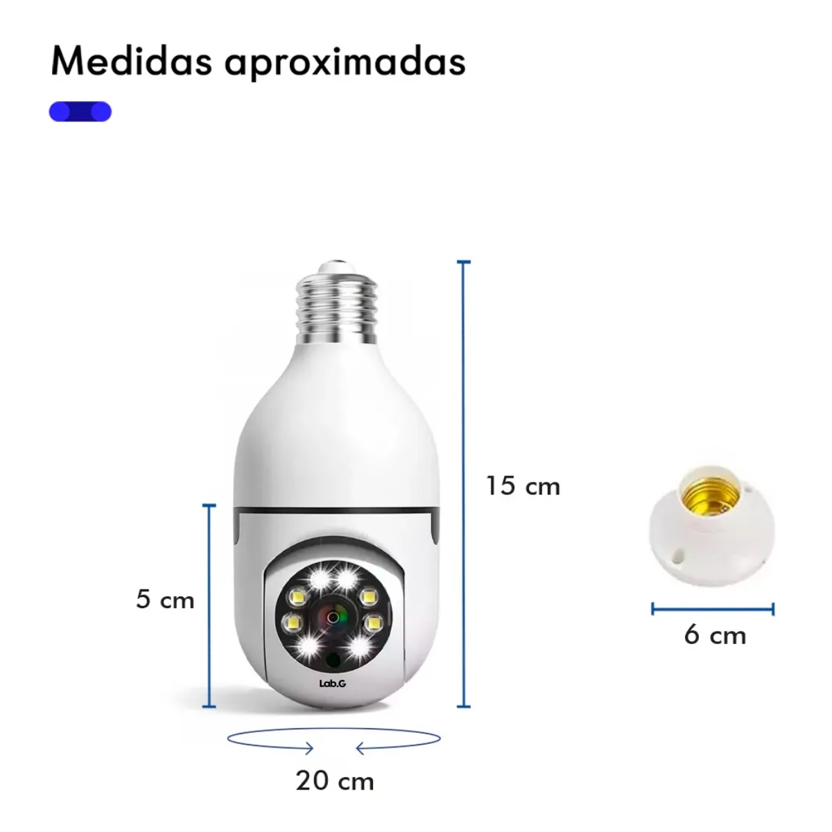 Foto 5 | Cámara De Seguridad Socket 3mp Wifi Exterior/interior 360º Lab.g Blanco