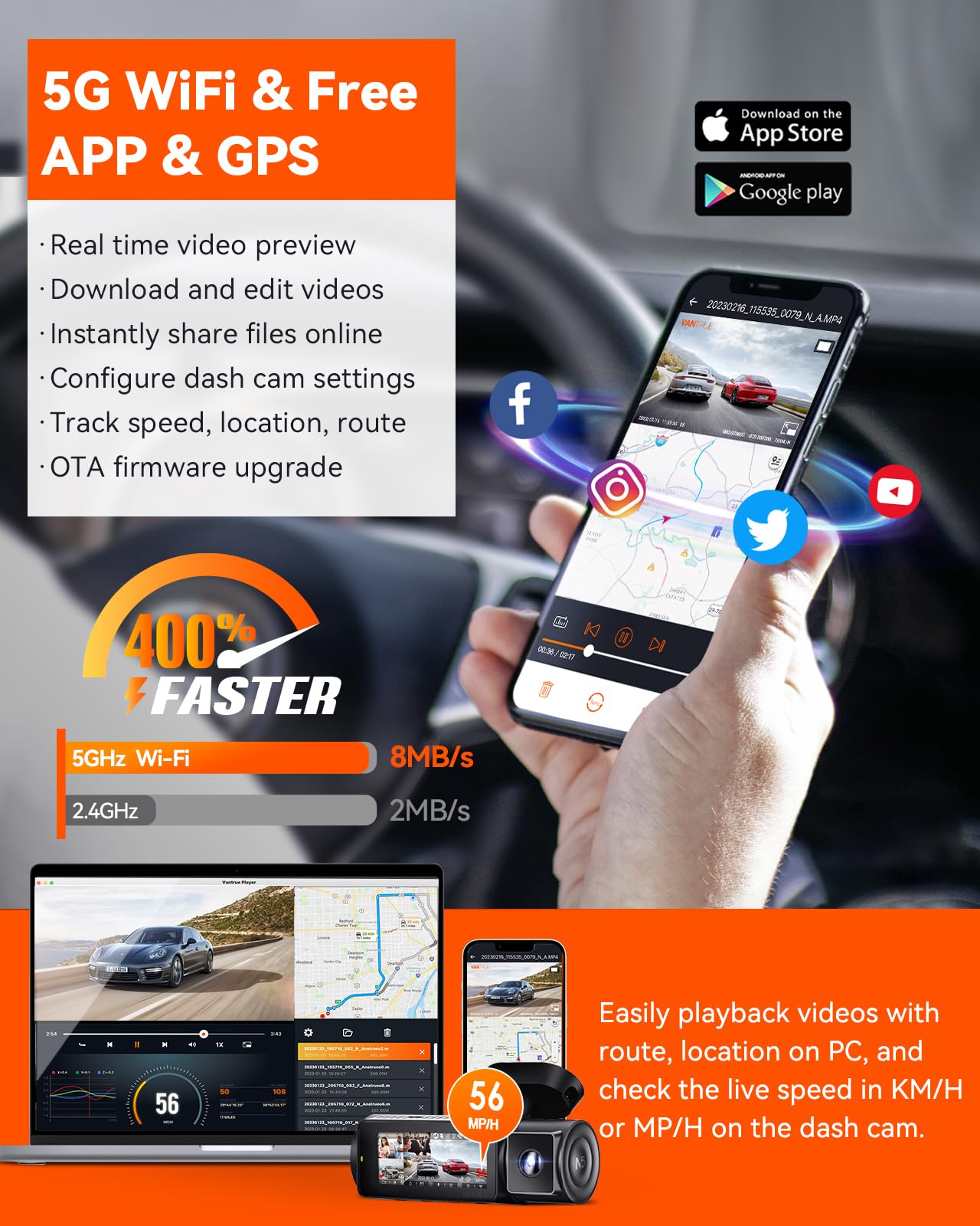 Foto 7 pulgar | Dash Cam Vantrue N5 4 Canales Wifi 360° Starvis 2 2.7k - Venta Internacional.