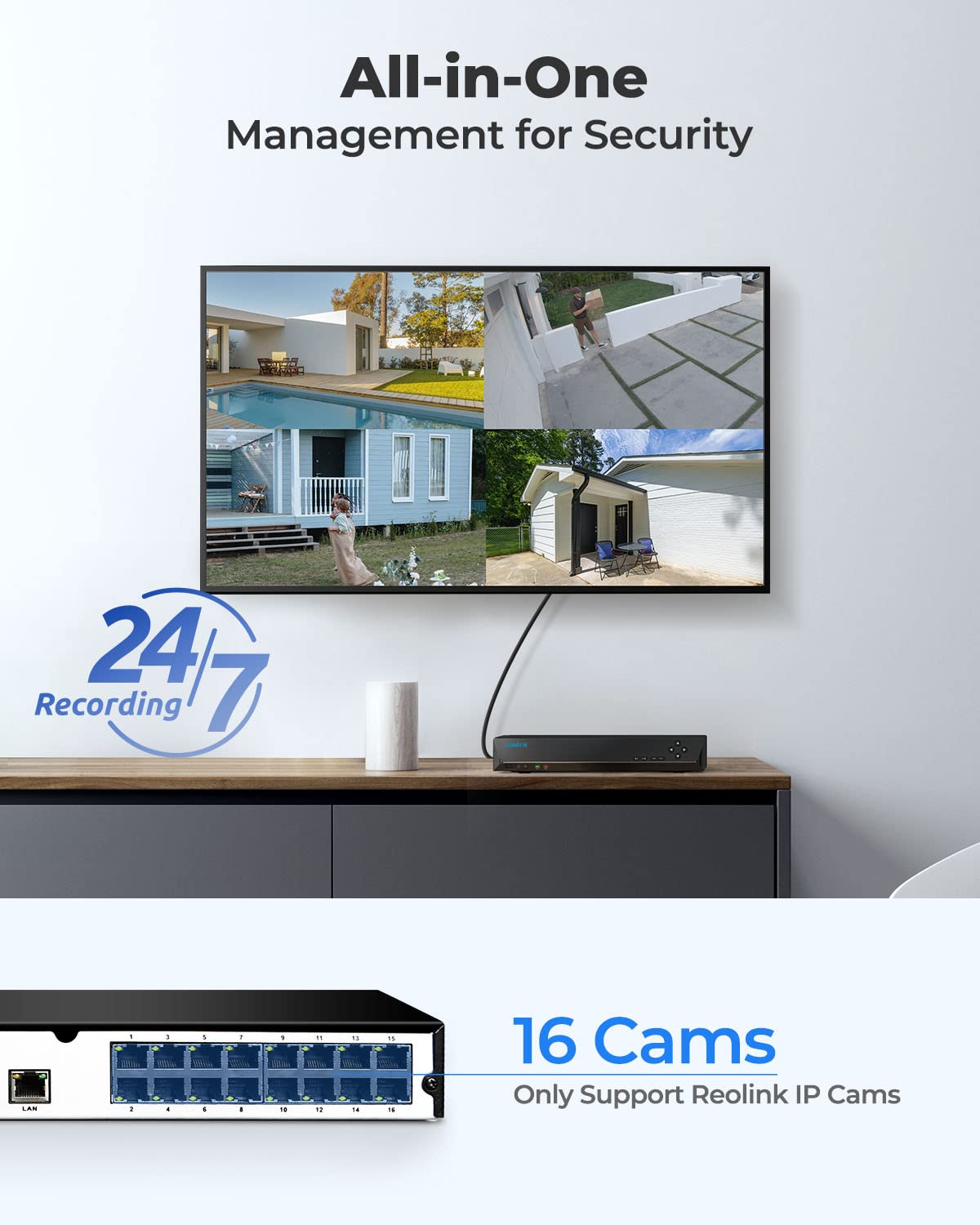 Foto 2 | Grabador De Vídeo En Red Reolink Rln16-410-4tb Para Sistema De Cámaras De Seguridad 4k De 16 Canales - Venta Intern
