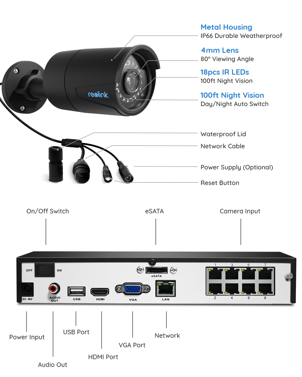 Foto 7 pulgar | Sistema De Cámara De Seguridad Reolink 8ch 5mp Poe 4 Piezas Ip Outdoor - Venta Internacional.