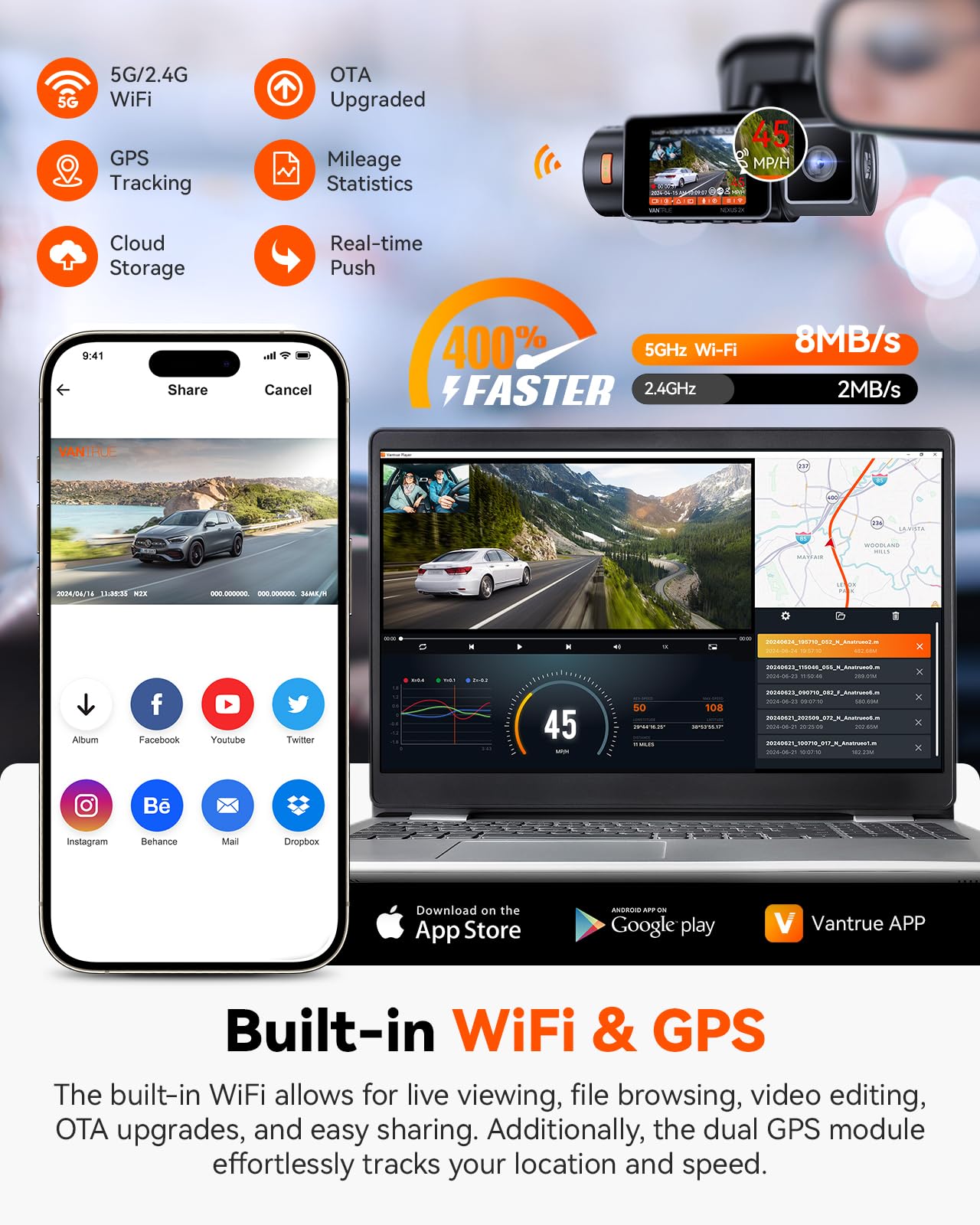 Foto 5 pulgar | Dash Cam Vantrue N2x 2.7k Con Gps Wifi 5g Frontal E Interior - Venta Internacional.