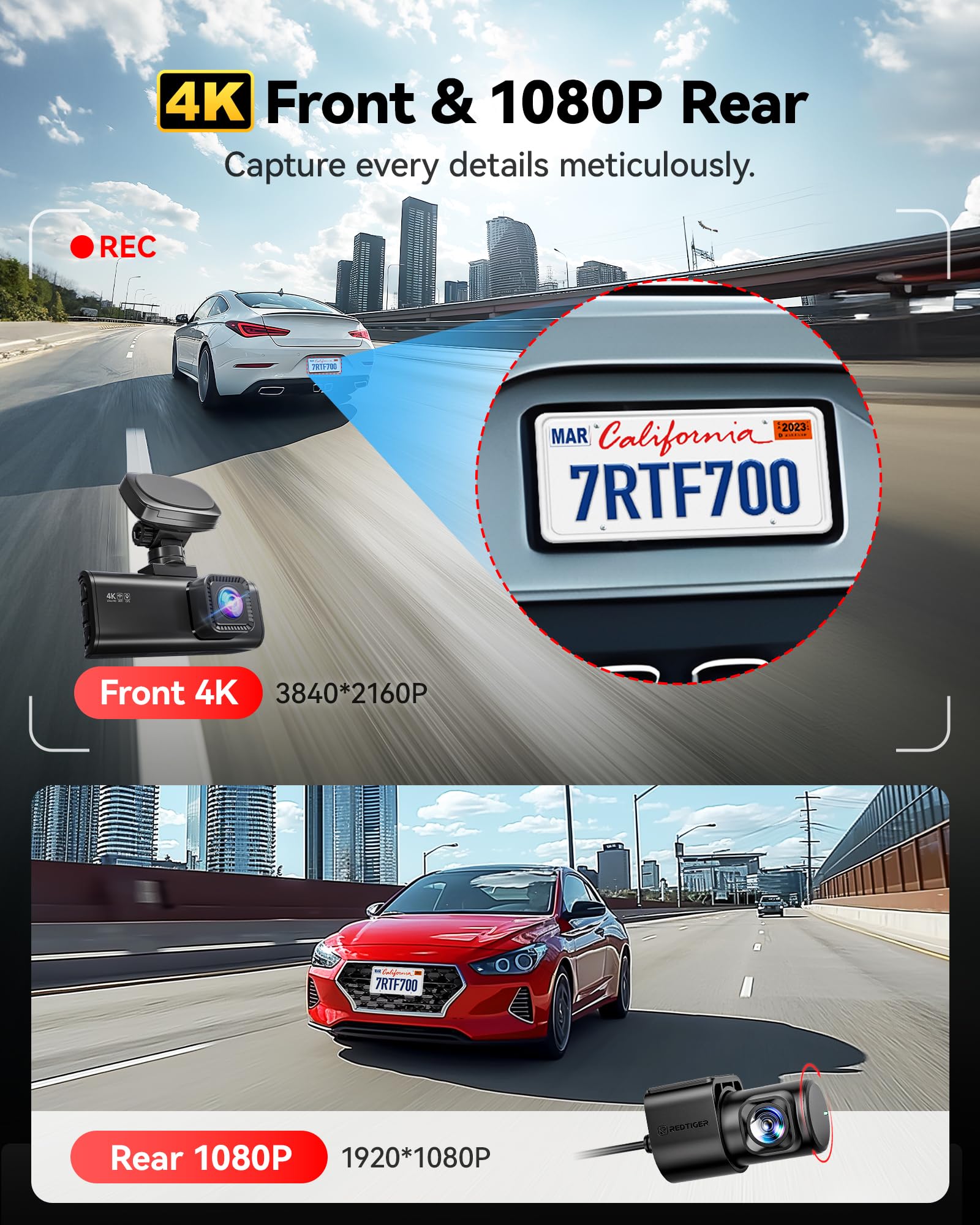 Foto 3 pulgar | Dash Cam Redtiger F7n Pro 4k Frontal Y Trasera Con Tarjeta De 64 Gb - Venta Internacional.