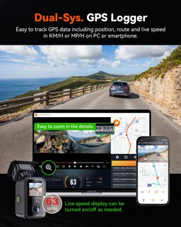Foto 6 | Dash Cam Vantrue E360 5.2k, Vista Panorámica De 360°, Wifi Y Gps De 512 Gb - Venta Internacional.