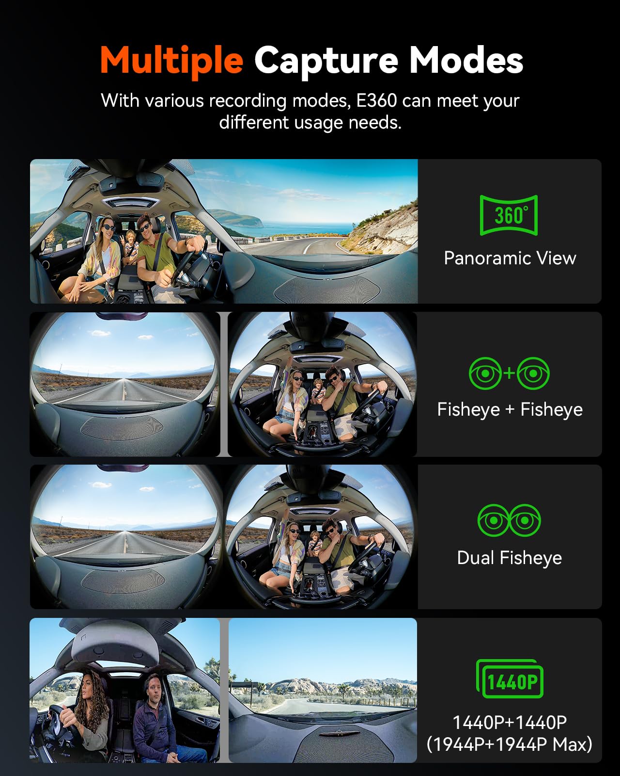Foto 8 pulgar | Dash Cam Vantrue E360 5.2k, Vista Panorámica De 360°, Wifi Y Gps De 512 Gb - Venta Internacional.