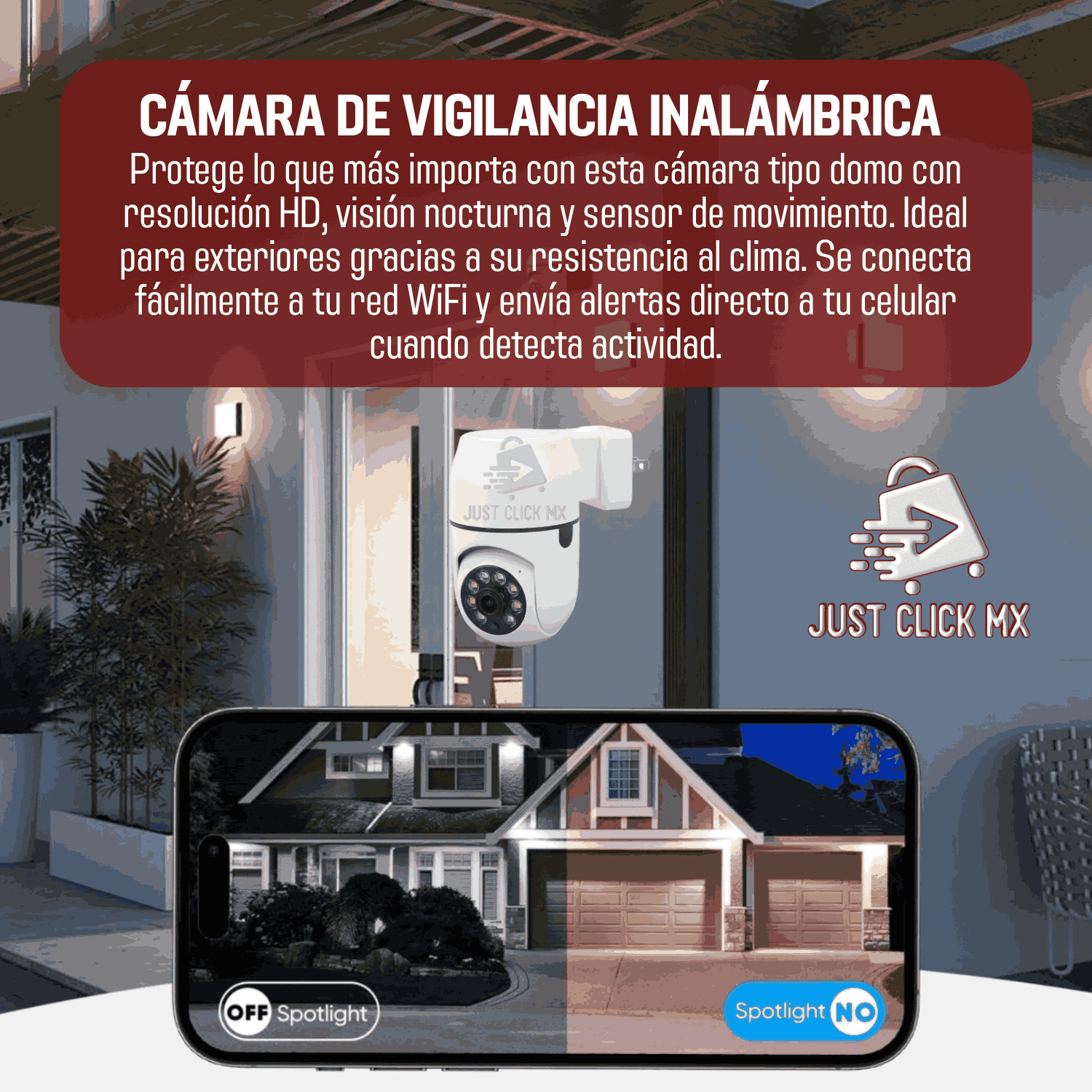 Foto 3 pulgar | Cámara De Seguridad Inalámbrica 1080p Tipo Domo De Pared