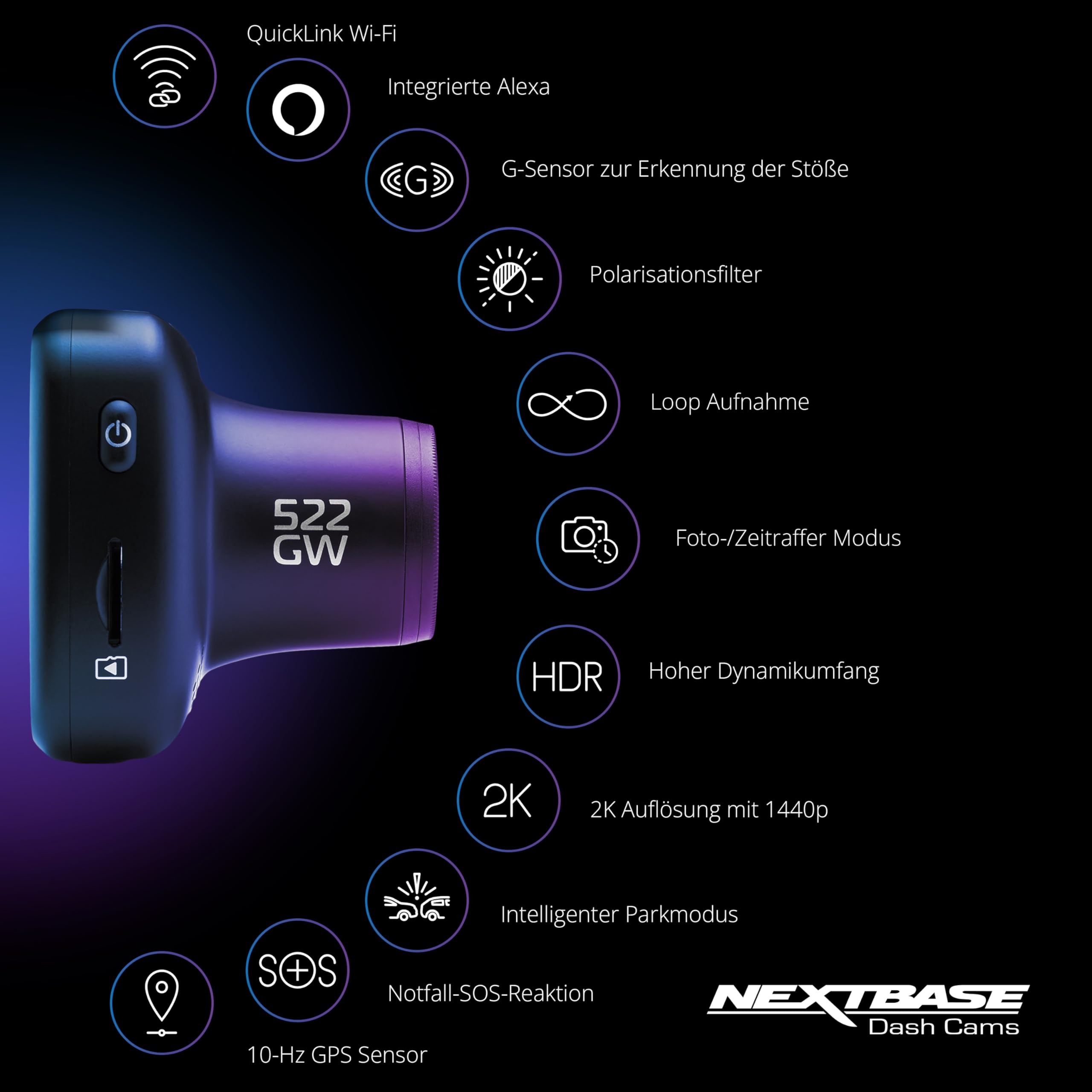 Foto 7 pulgar | Dash Cam Nextbase 522gw 1440p/30 Fps Quad Hd Con Wi-fi Y Alexa - Venta Internacional.