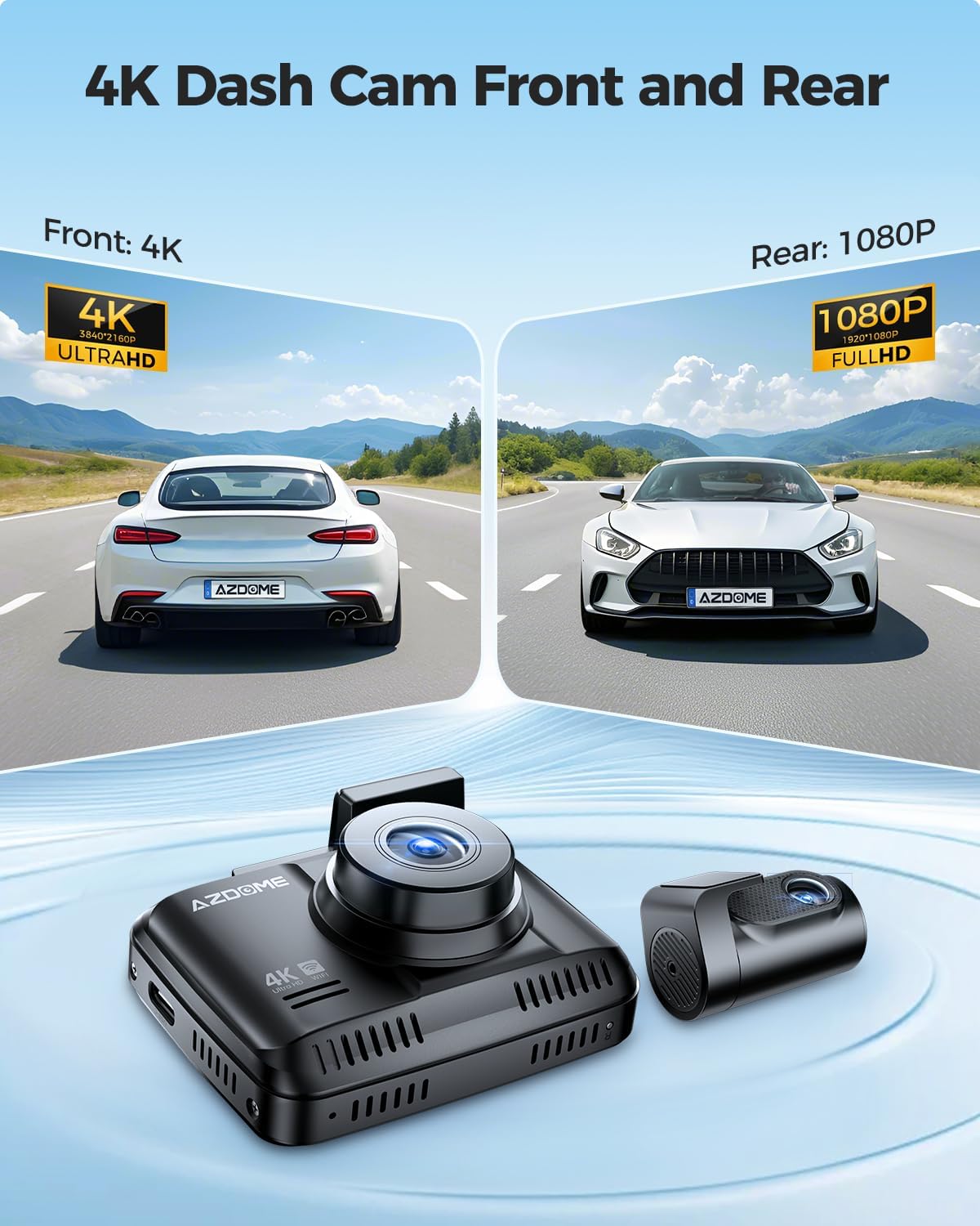 Foto 3 pulgar | Dash Cam Azdome Gs63h Pro 4k Delantera Y Trasera Con Gps De 64 Gb - Venta Internacional.
