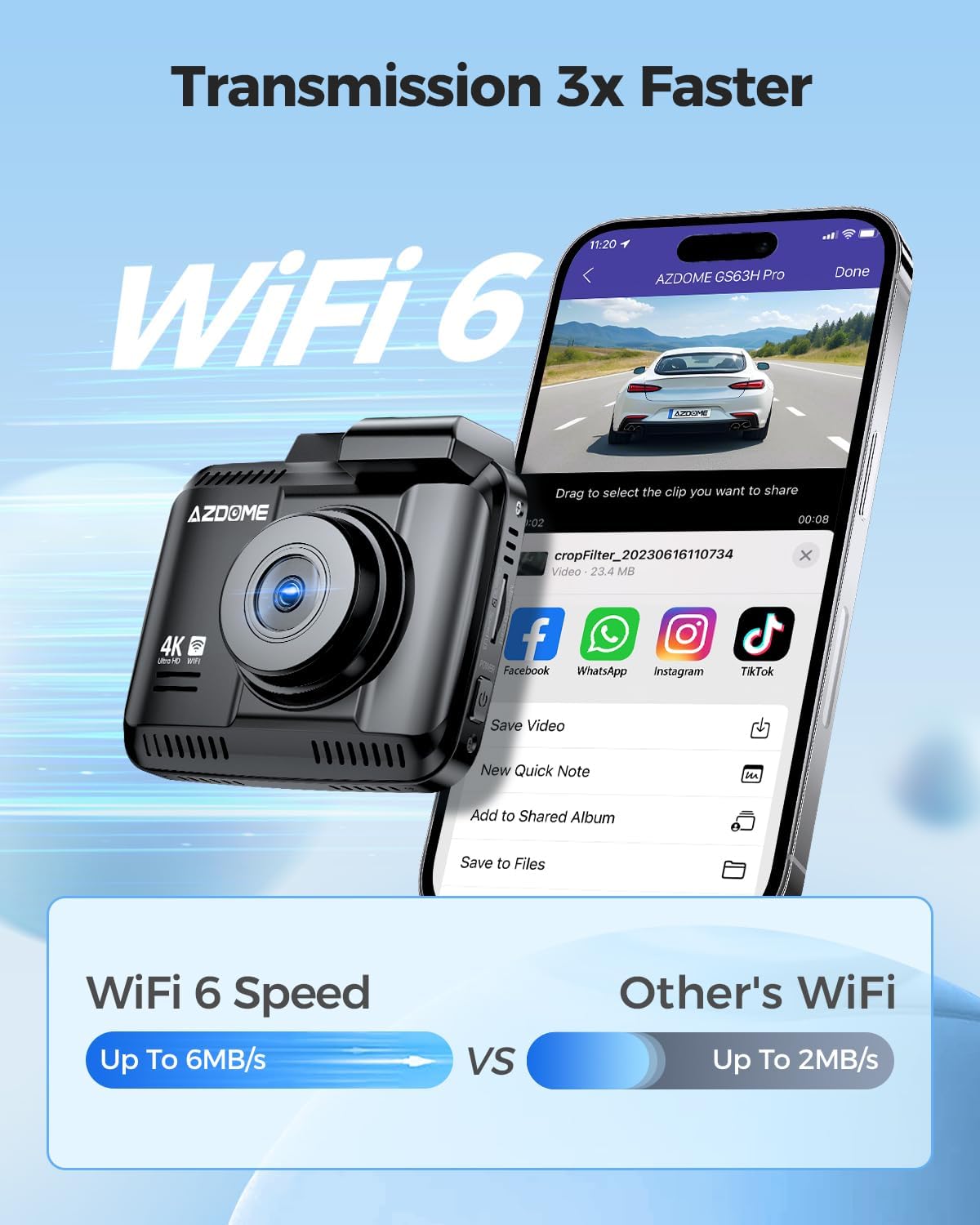 Foto 4 pulgar | Dash Cam Azdome Gs63h Pro 4k Delantera Y Trasera Con Gps De 64 Gb - Venta Internacional.