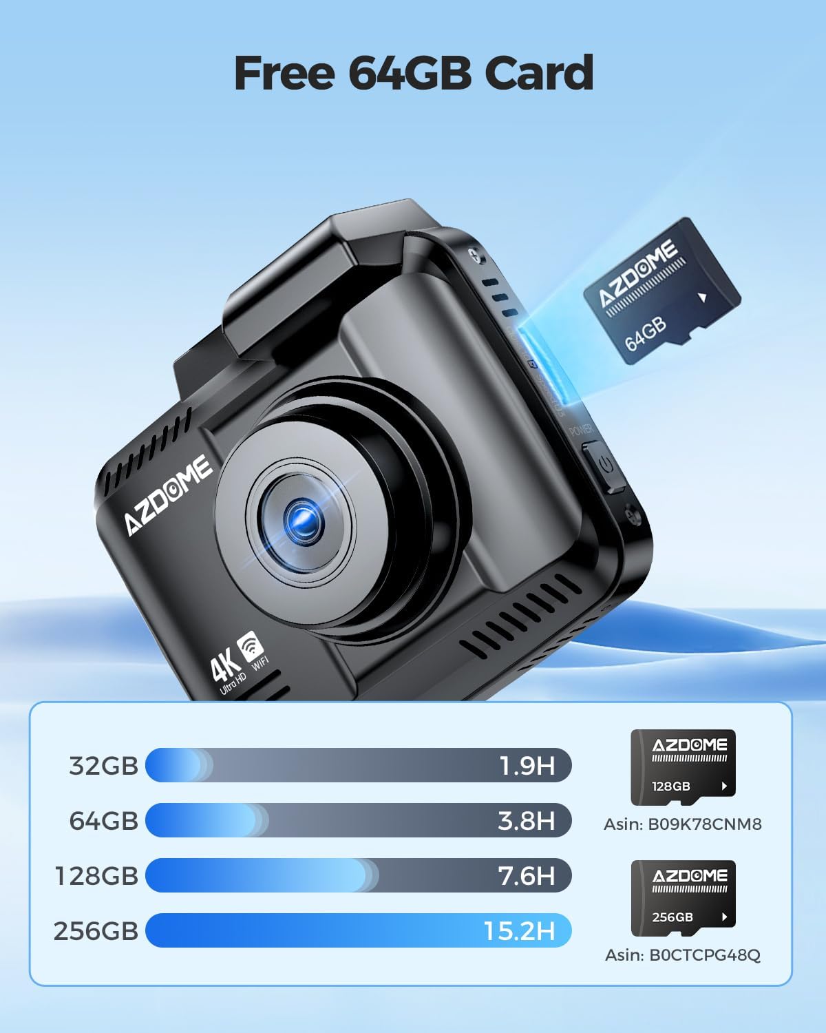Foto 5 pulgar | Dash Cam Azdome Gs63h Pro 4k Delantera Y Trasera Con Gps De 64 Gb - Venta Internacional.