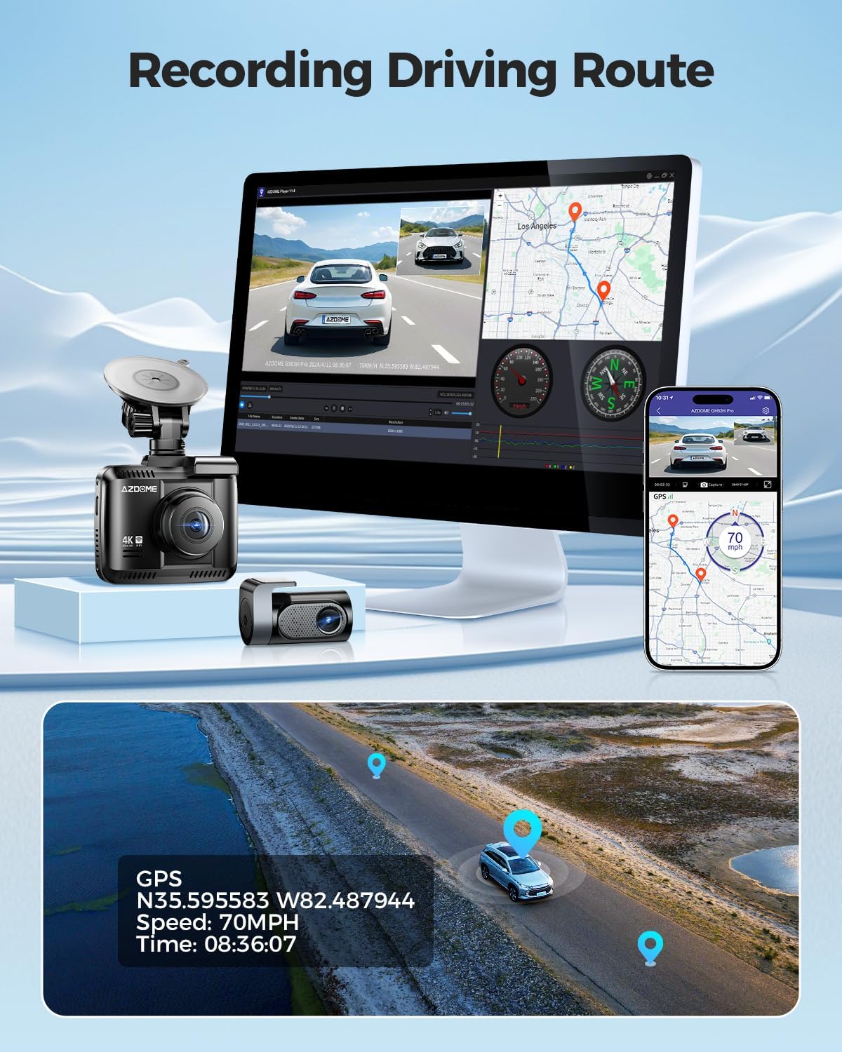 Foto 7 pulgar | Dash Cam Azdome Gs63h Pro 4k Delantera Y Trasera Con Gps De 64 Gb - Venta Internacional.