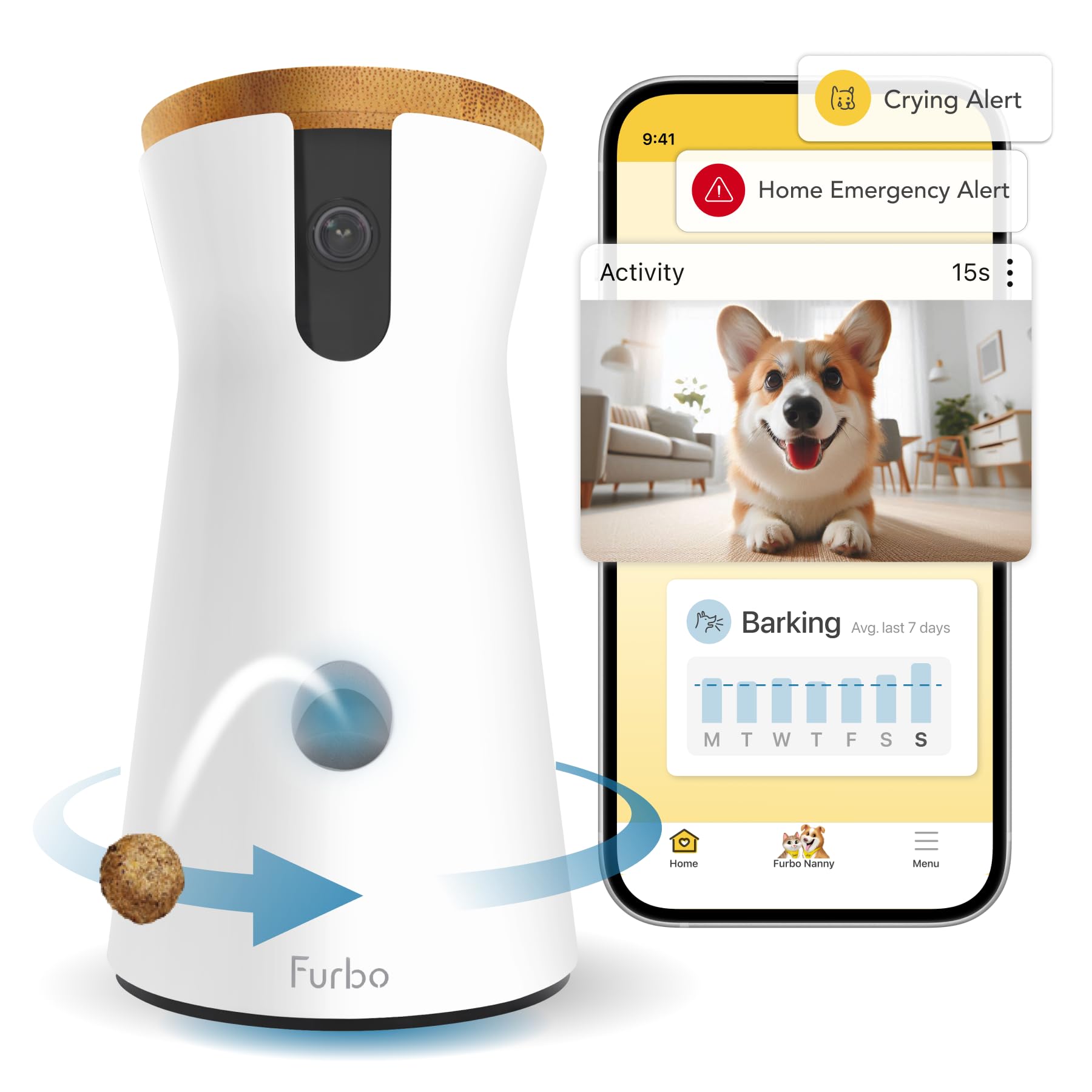 Foto 2 pulgar | Cámara Para Perros Furbo 360° + Nanny Bundle Con Dispensador De Golosinas - Venta Internacional.