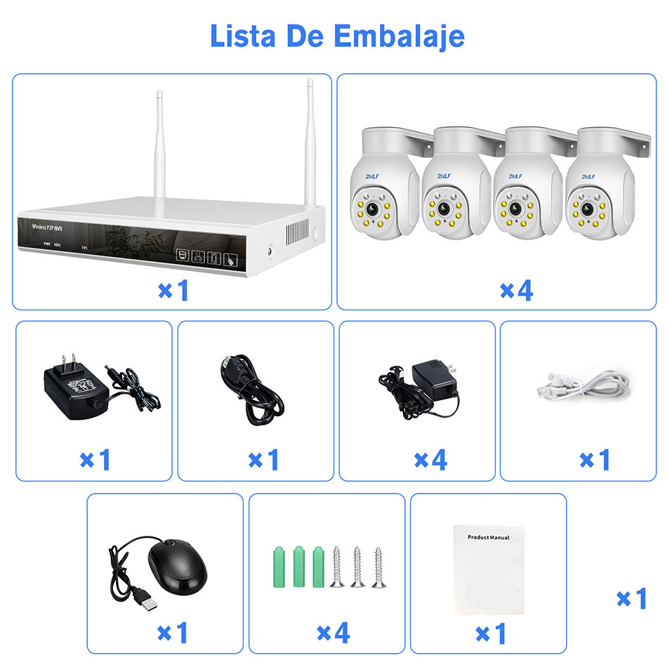 Foto 9 pulgar | 2nlf  Kit Circuito Cerrado 4 Cámaras De Seguridad Nvr