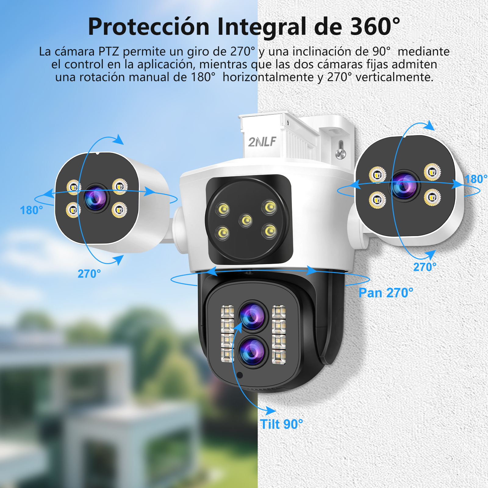 Foto 4 pulgar | 2nlf 20mp Cámara De Seguridad Cuádruple Lente 360° Exterior Blanco