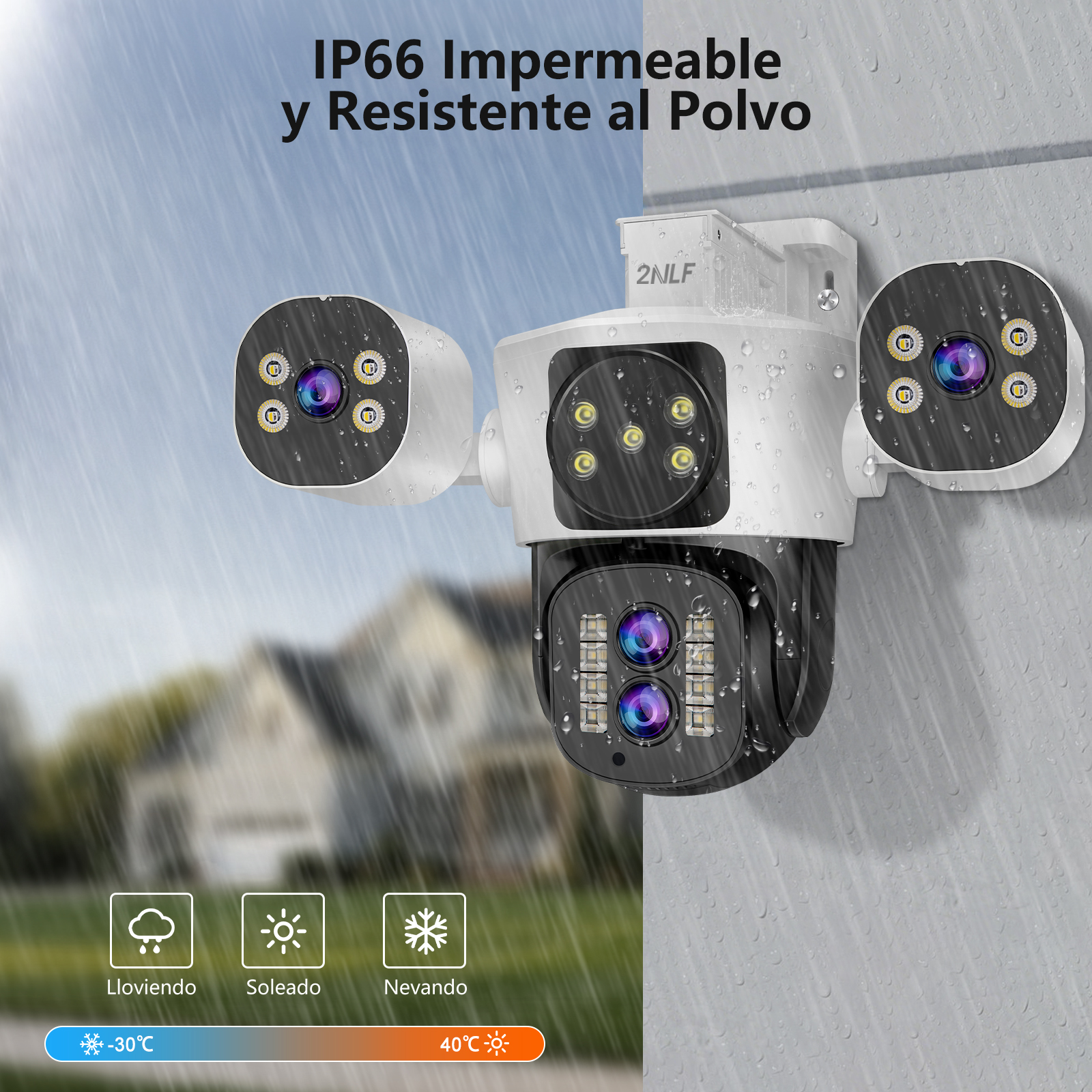 Foto 9 pulgar | 2nlf 20mp Cámara De Seguridad Cuádruple Lente 360° Exterior Blanco