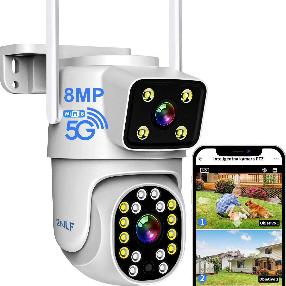 Foto 2 pulgar | 2nlf® 8mp Camara De Vigilancia Cámara Wifi 2.4g/5g Dual Lens