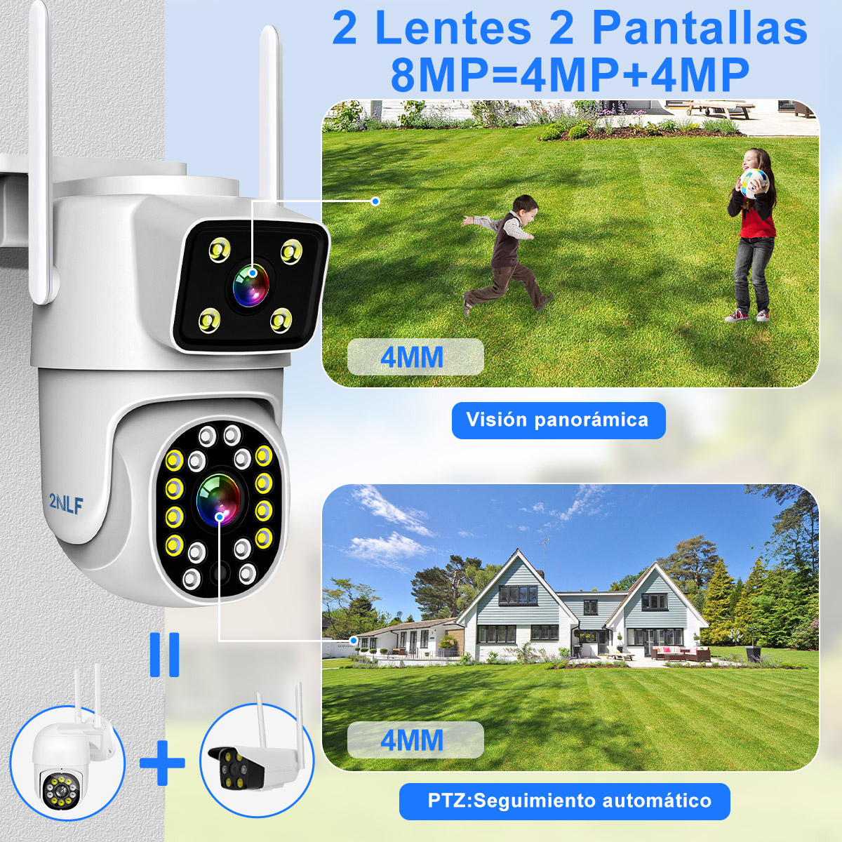 Foto 3 pulgar | 2nlf® 8mp Camara De Vigilancia Cámara Wifi 2.4g/5g Dual Lens