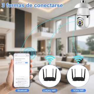 Foto 7 | 2nlf Cámara De Seguridad De 360° Visión Nocturna Alarma