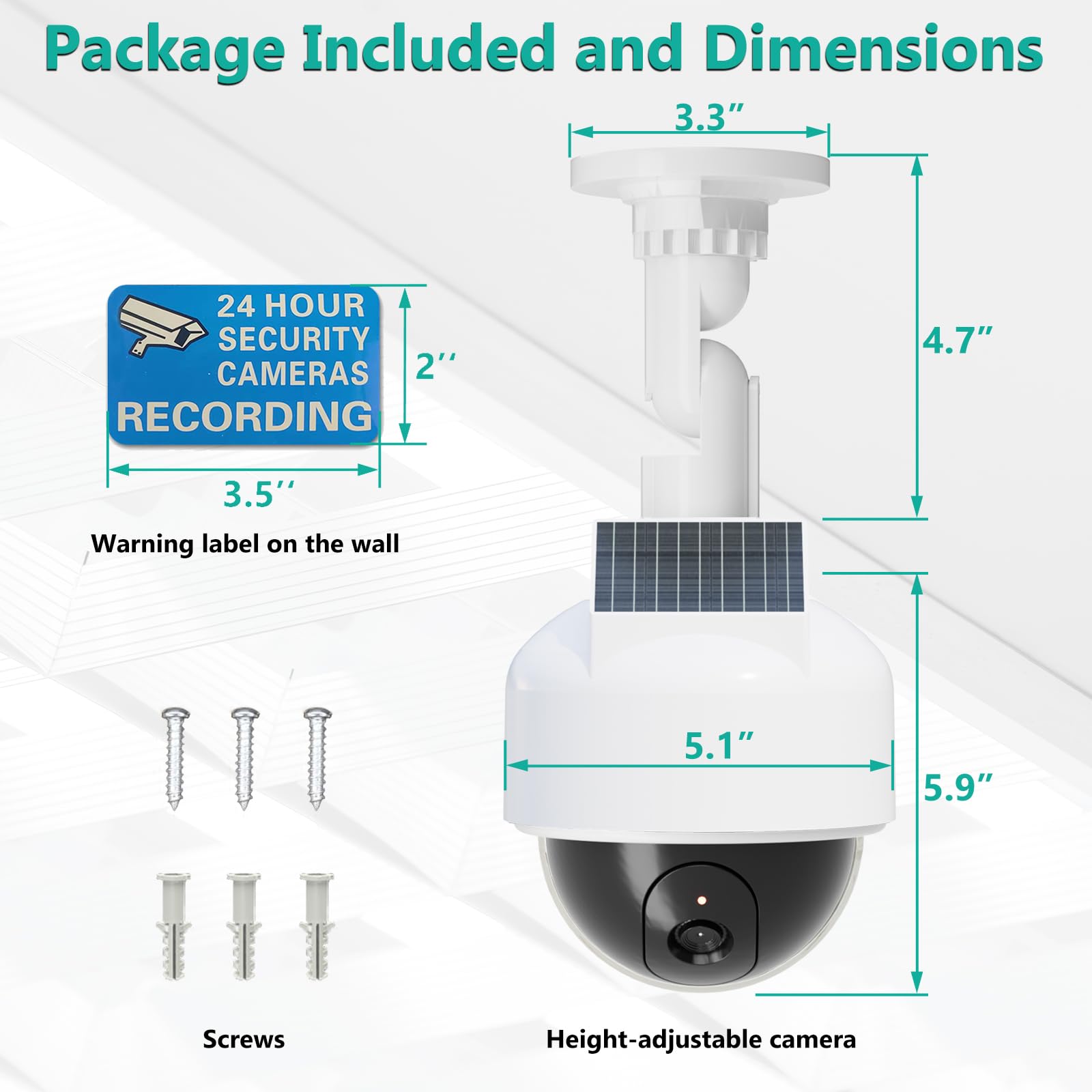 Foto 5 pulgar | Cámara De Seguridad Falsa Wali Solar Wireless Dome Dow-sol White - Venta Internacional.