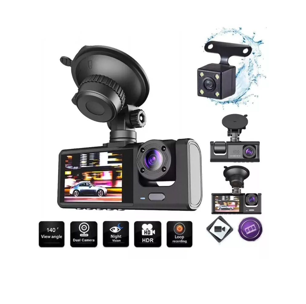 Foto 3 | Dashcam De 170° Con 3 Camaras Negro