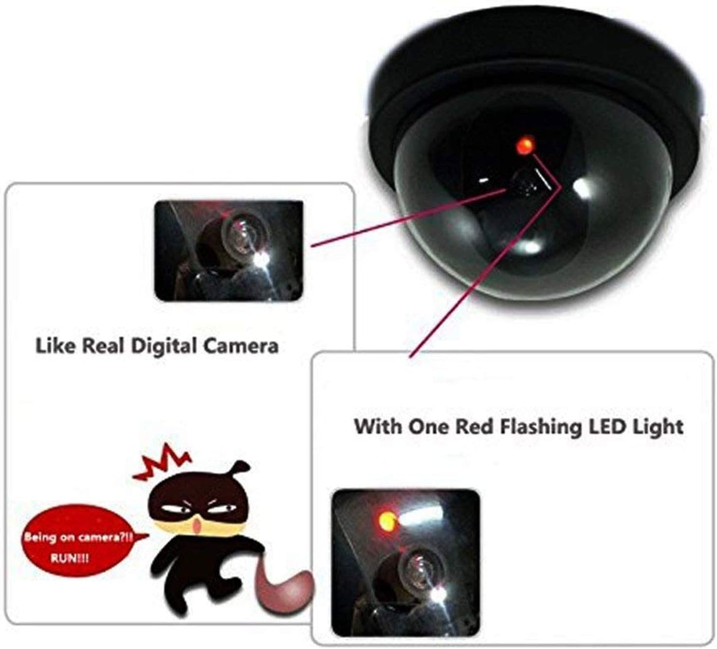 Foto 5 pulgar | Cámara Domo Cctv Dummy Security Wali Sd-8 Con Luz Led, Paquete De 8 - Venta Internacional.