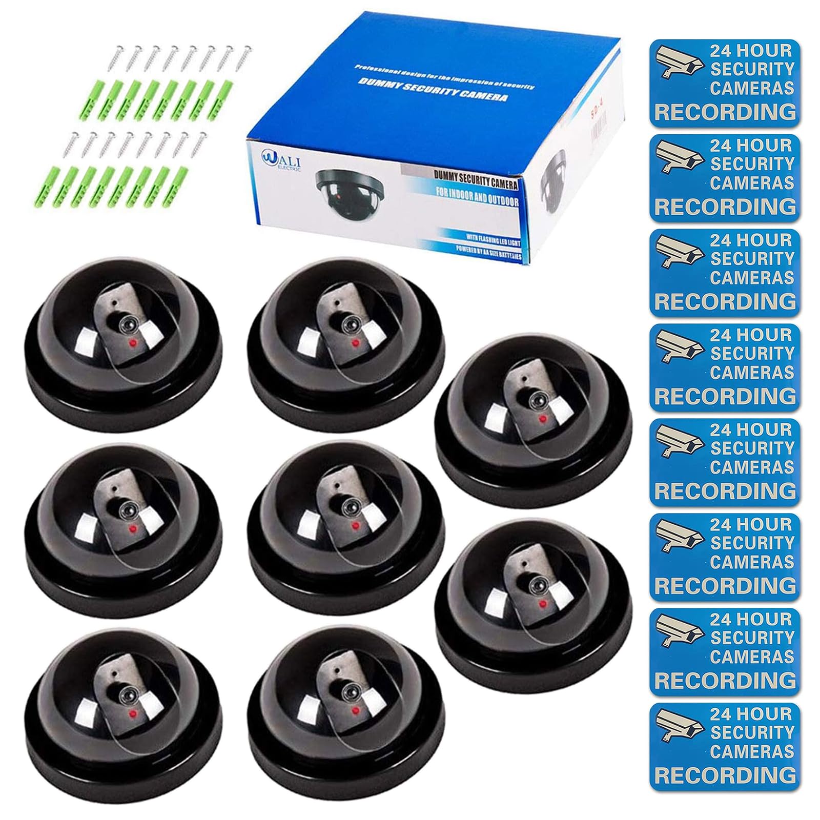 Foto 7 pulgar | Cámara Domo Cctv Dummy Security Wali Sd-8 Con Luz Led, Paquete De 8 - Venta Internacional.