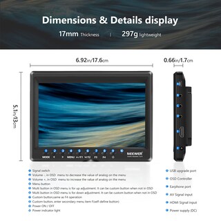 Foto 2 | Monitor De Campo Con Cámara Neewer F100 De 7 Pulgadas Hd 1280x800 Hdmi - Venta Internacional.