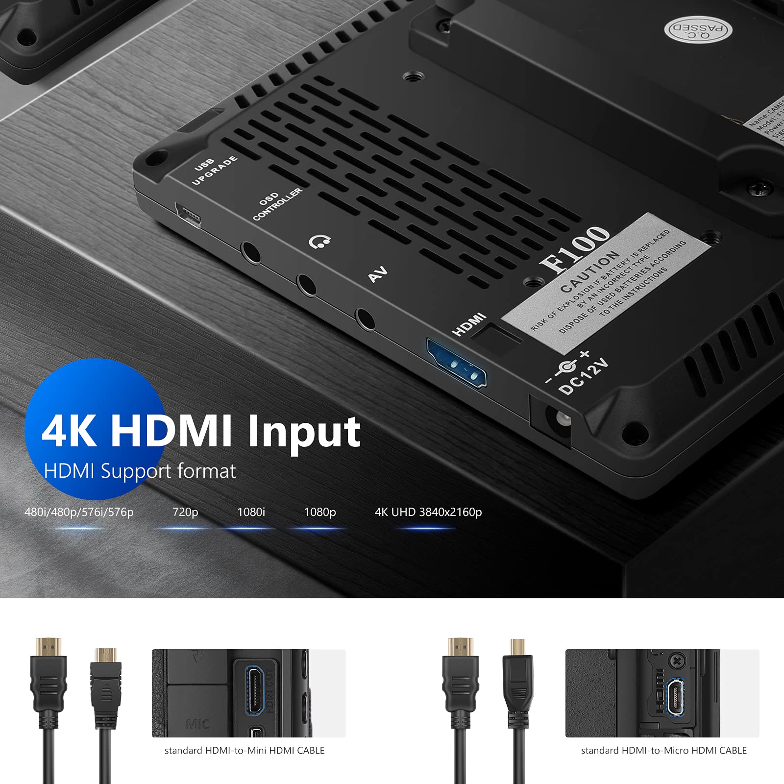 Foto 6 pulgar | Monitor De Campo Con Cámara Neewer F100 De 7 Pulgadas Hd 1280x800 Hdmi - Venta Internacional.