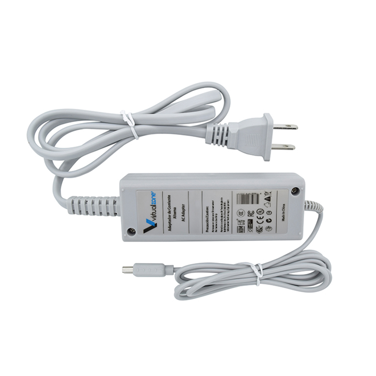 Cargador Adaptador de Corriente Compatible con Gamepad Nintendo Wii U Virtual Zone color Blanco