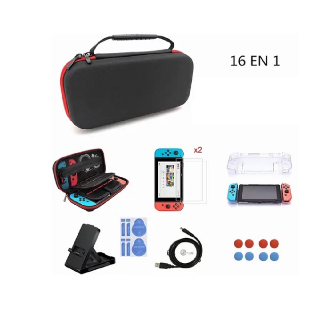 Kit de Accesorios para Nintendo Switch Malubero Multicolor 16 en 1 Incluye Estuche