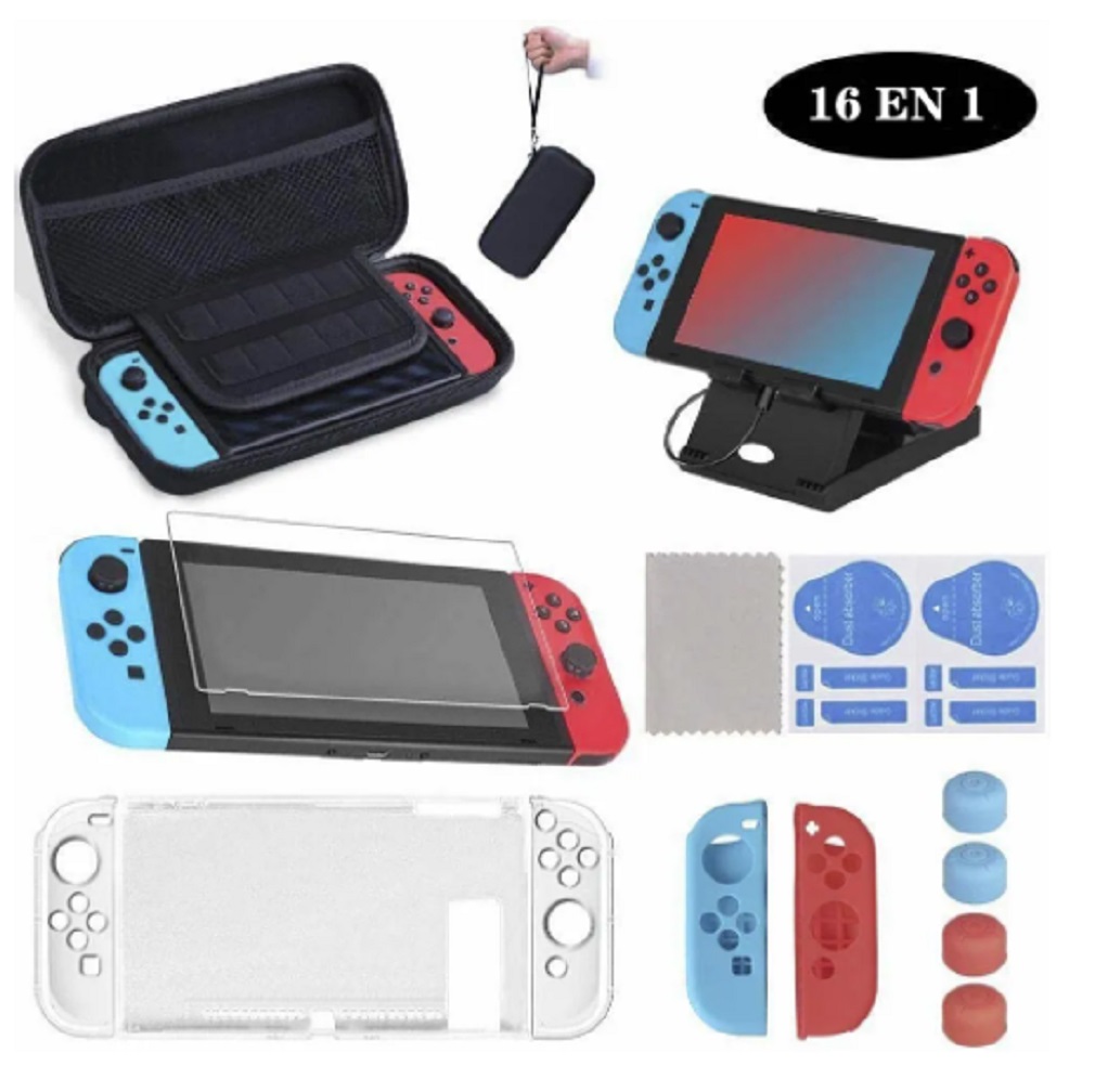 Foto 2 pulgar | Kit de Accesorios con Estuche para Nintendo Switch Malubero Multicolor 16 en 1