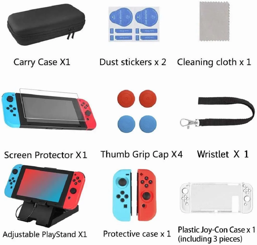 Foto 4 pulgar | Kit de Accesorios con Estuche para Nintendo Switch Malubero Multicolor 16 en 1