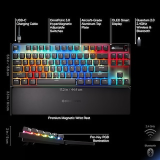 Foto 3 | Teclado Steelseries Apex Pro Tkl Inalámbrico Gen 3 Omnipoint 3.0 - Venta Internacional