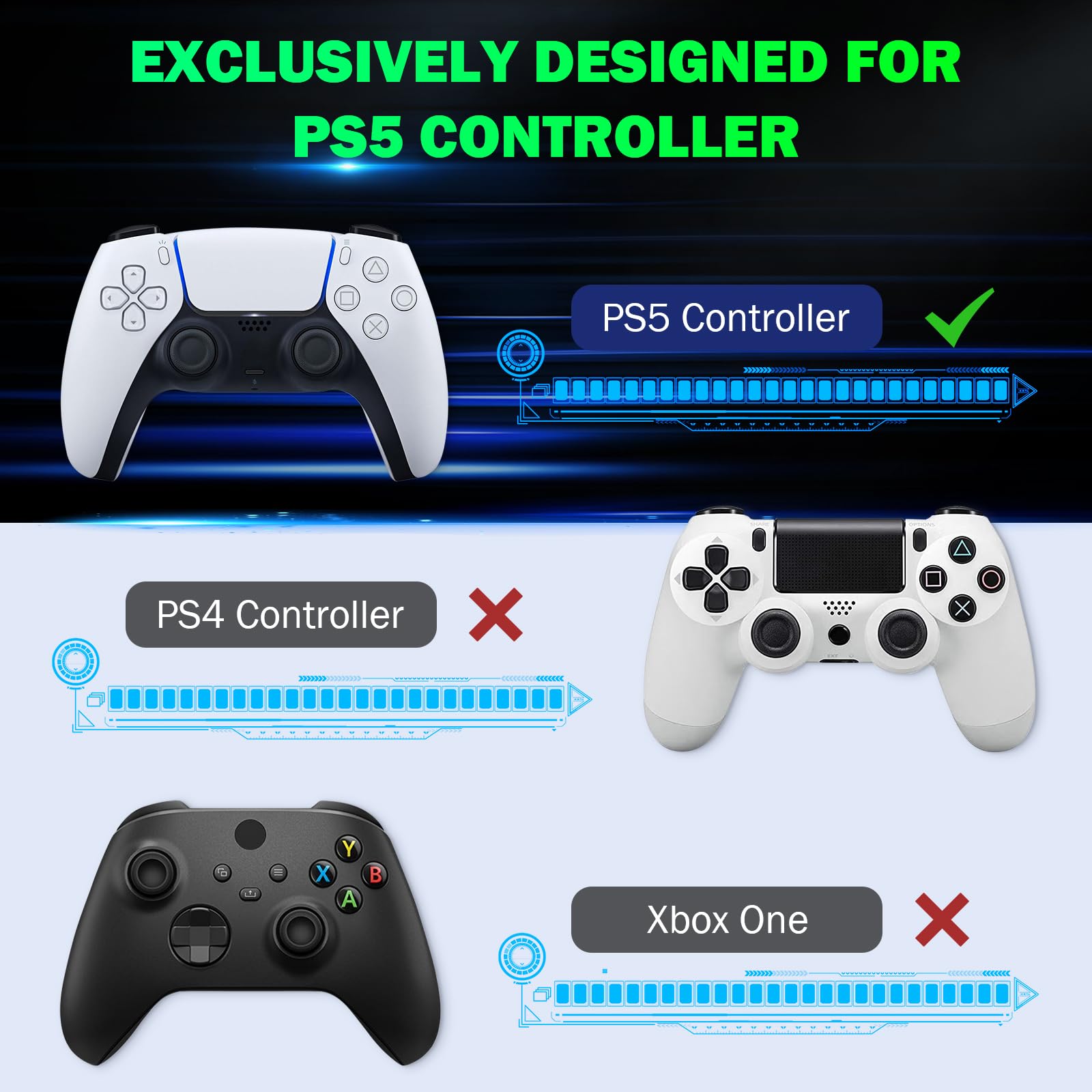 Foto 3 pulgar | Teclado Moko para Controlador Ps5 Bluetooth con Retroiluminación Verde - Venta Internacional