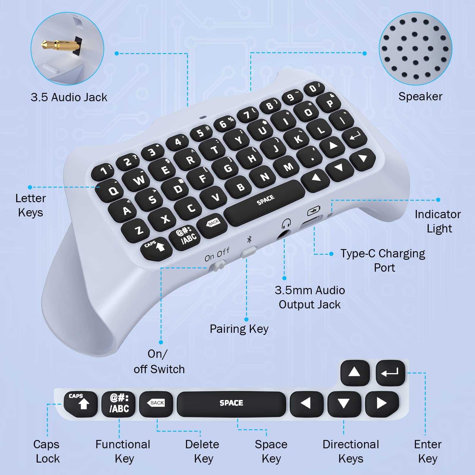 Foto 8 pulgar | Teclado Moko para Controlador Ps5 Bluetooth con Retroiluminación Verde - Venta Internacional