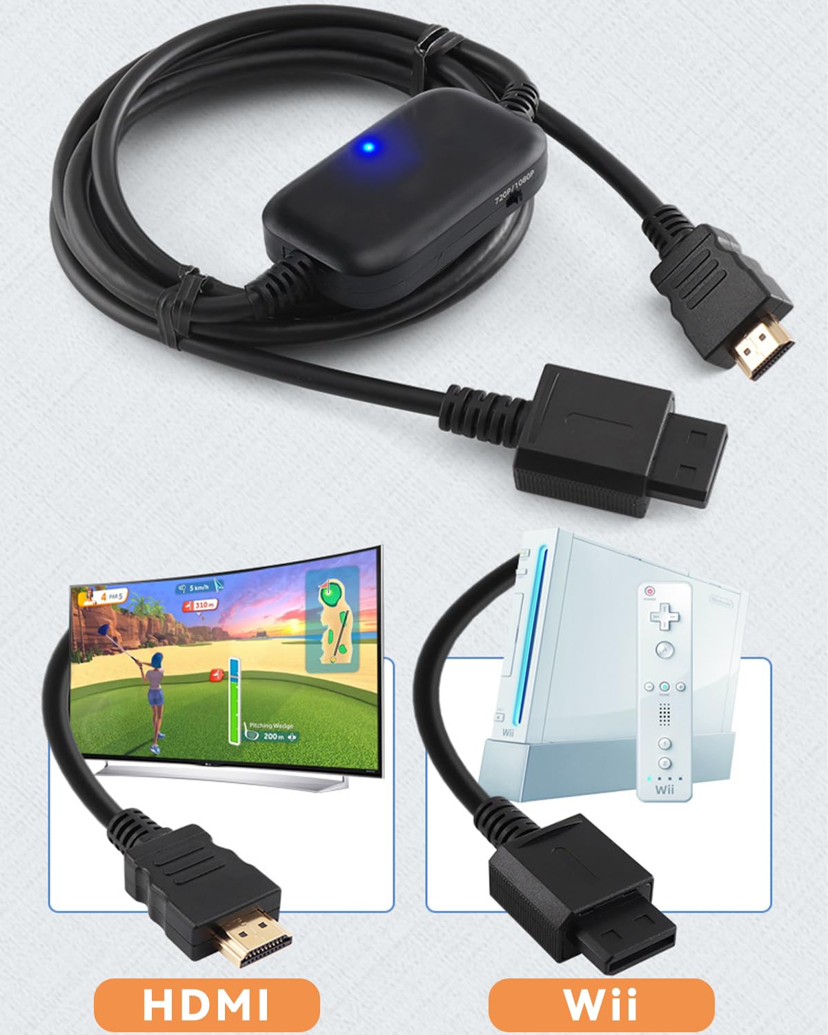 Foto 5 pulgar | Cable Adaptador Hdmi Para Wii, Potenciador De Resolución 1080p/720p, 2 M - Venta Internacional.