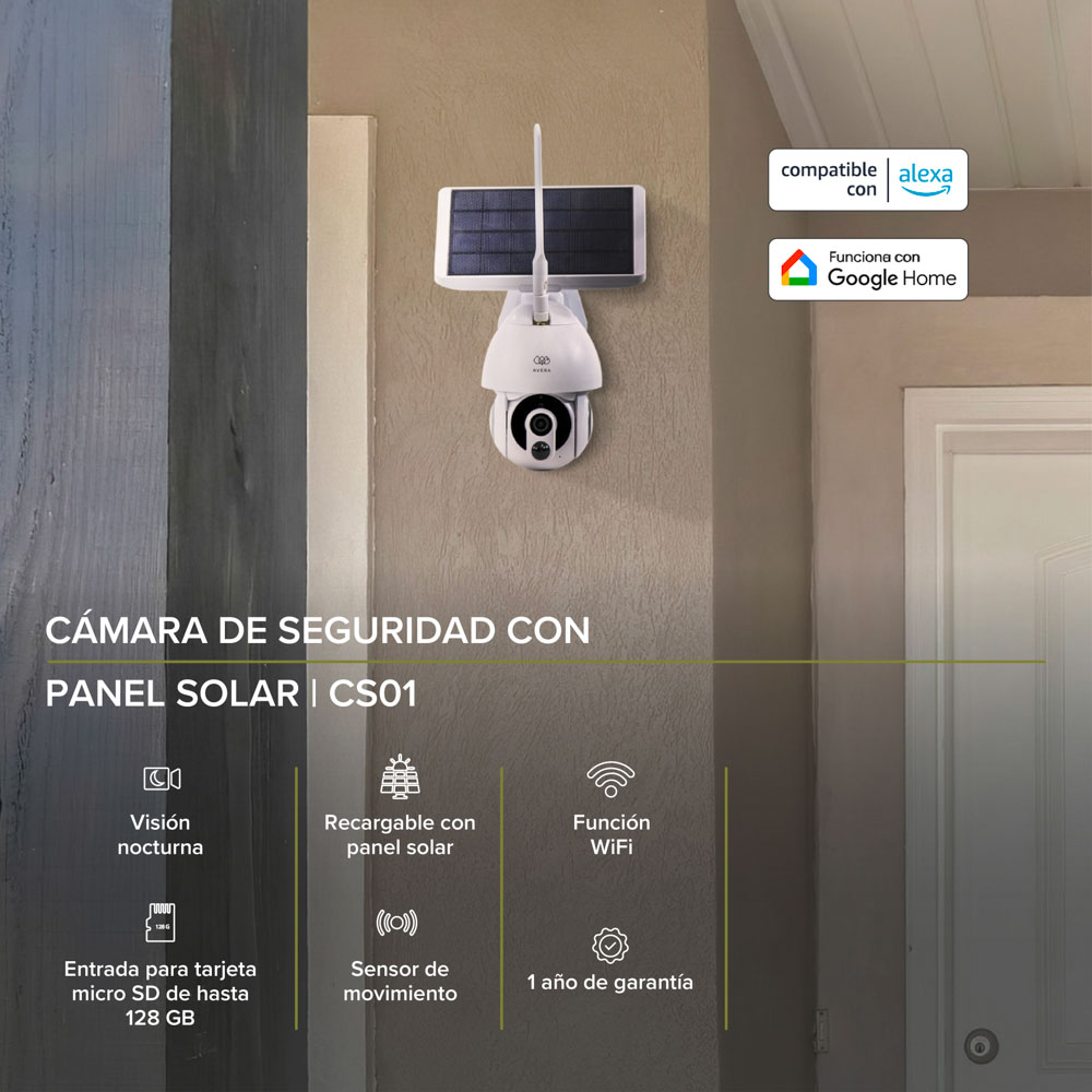 Foto 3 pulgar | Cámara de Seguridad Avera CS01 color Blanco Wifi con Panel Solar