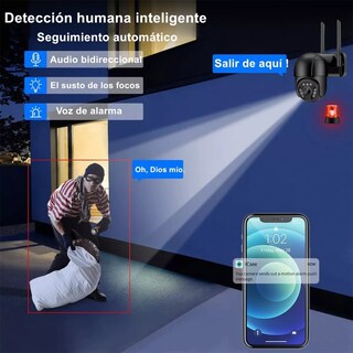 Foto 4 | Cámara de Seguridad BELUG color Negro Ultra HD Wifi Exterior Detección Humana