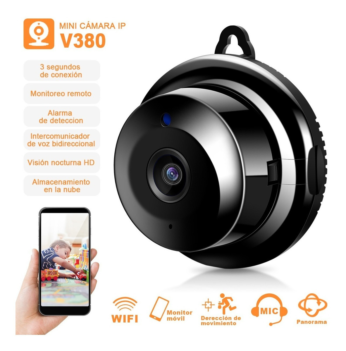 Foto 2 pulgar | Mini Cámara Ip Smart Wifi Visión Nocturna 2mp 720p