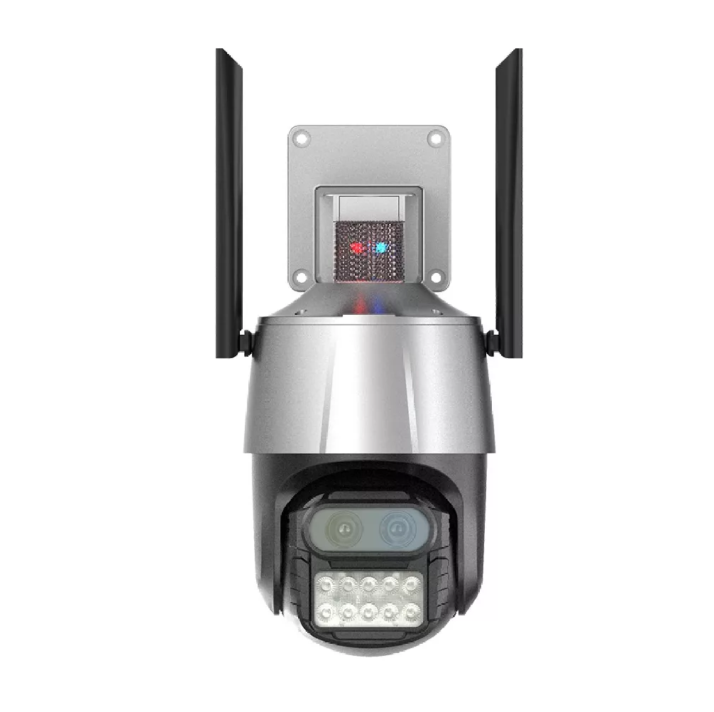 Cámara De Seguridad 8mpx Wifi Ip Exterior Alarma Sirena Gris