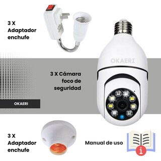 Foto 4 | 3 X Cámara Vigilancia Foco Wifi Hd Exterior Interior V380